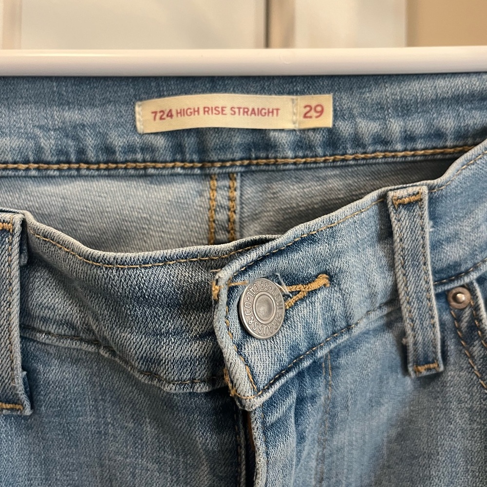 Levi's Women's Blue High Rise Straight Jeans - Picture 3 of 5